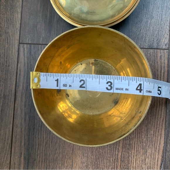 Vintage Etched Brass Enamel Chevron Dish with Lid - Picture 8 of 11